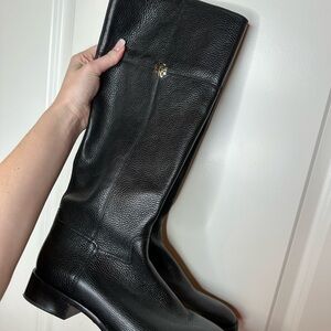 Tory Burch Designer Black Leather Knee-High Boots